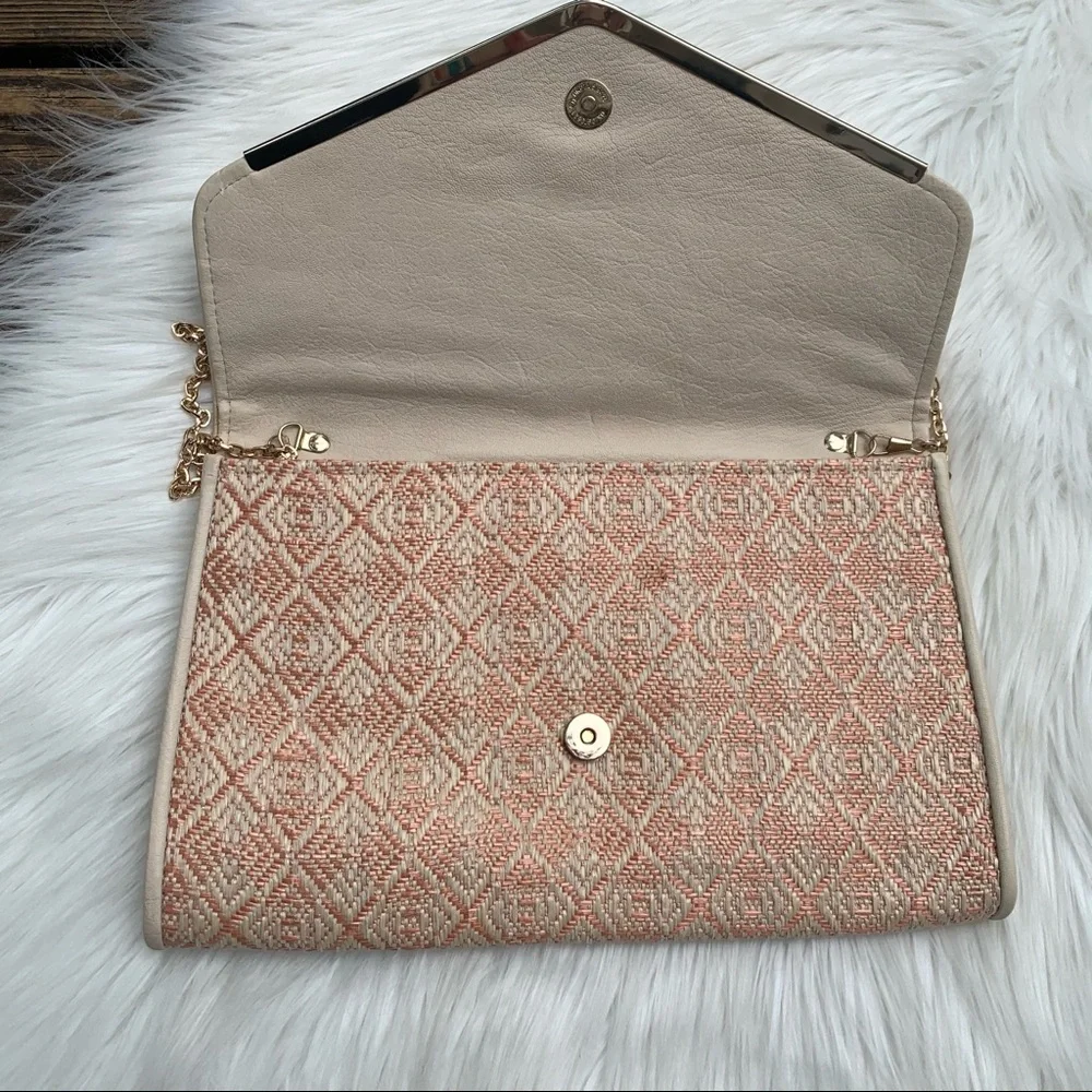 Urban Expressions Rose Gold & Cream Envelope Clutch Chain Strap Purse